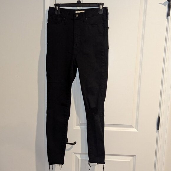 MADEWELL 11” high rise skinny Dark Rinse Wash Raw Hem Crop Ankle Cut Jeans Pant - Picture 6 of 8